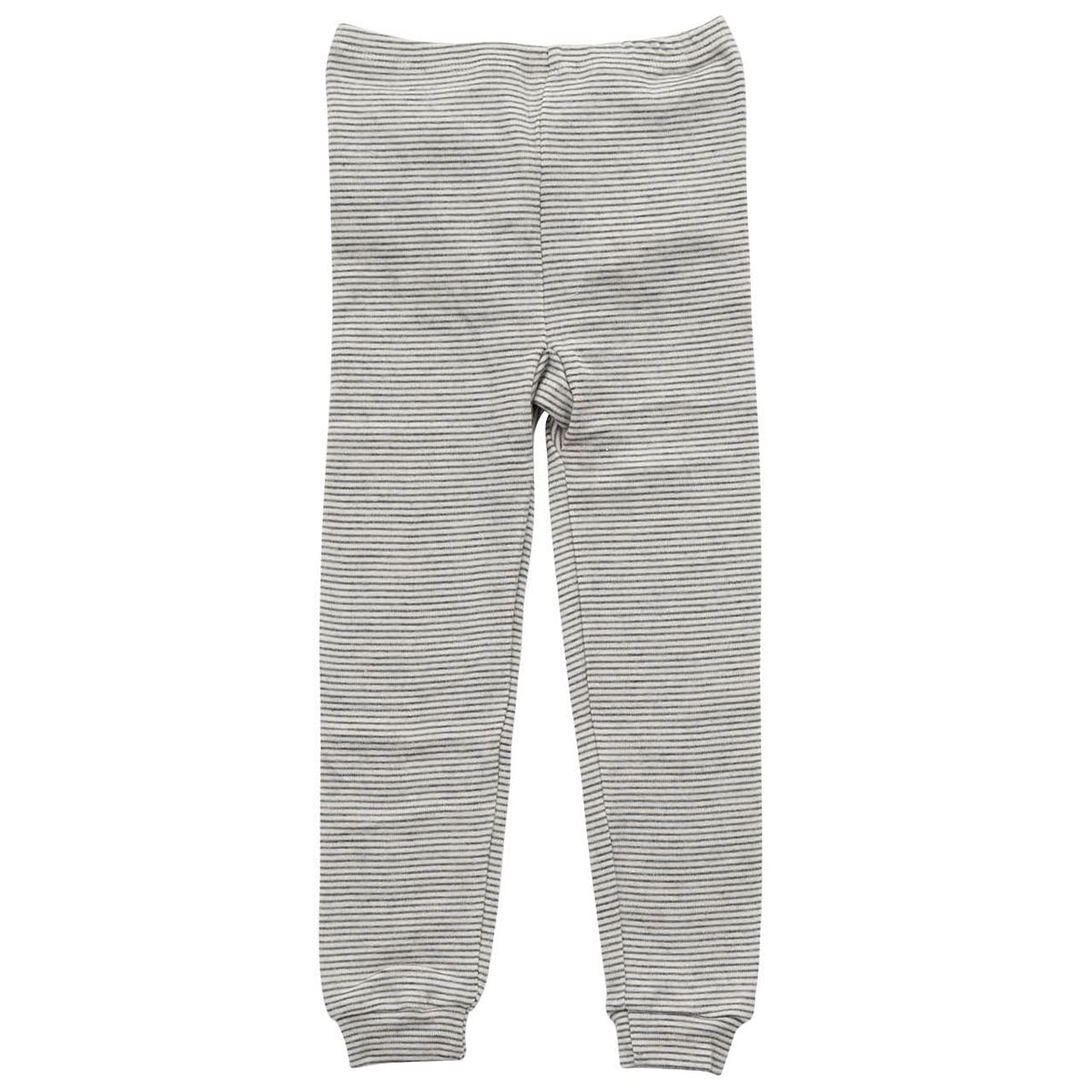 Wolle Seide Leggings Bündchen grau gestreift 104