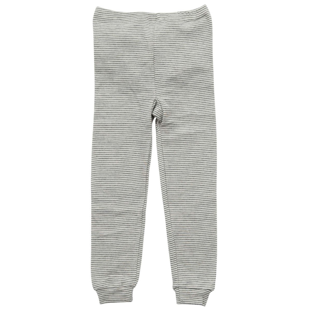 Wolle Seide Leggings Bündchen grau gestreift 140