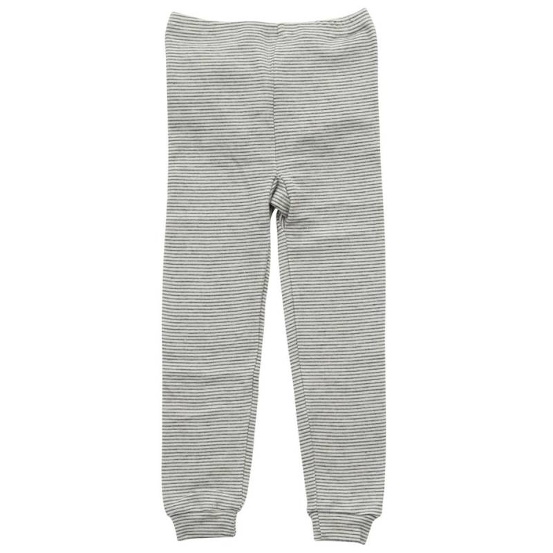 Wolle Seide Leggings Bündchen grau gestreift 152