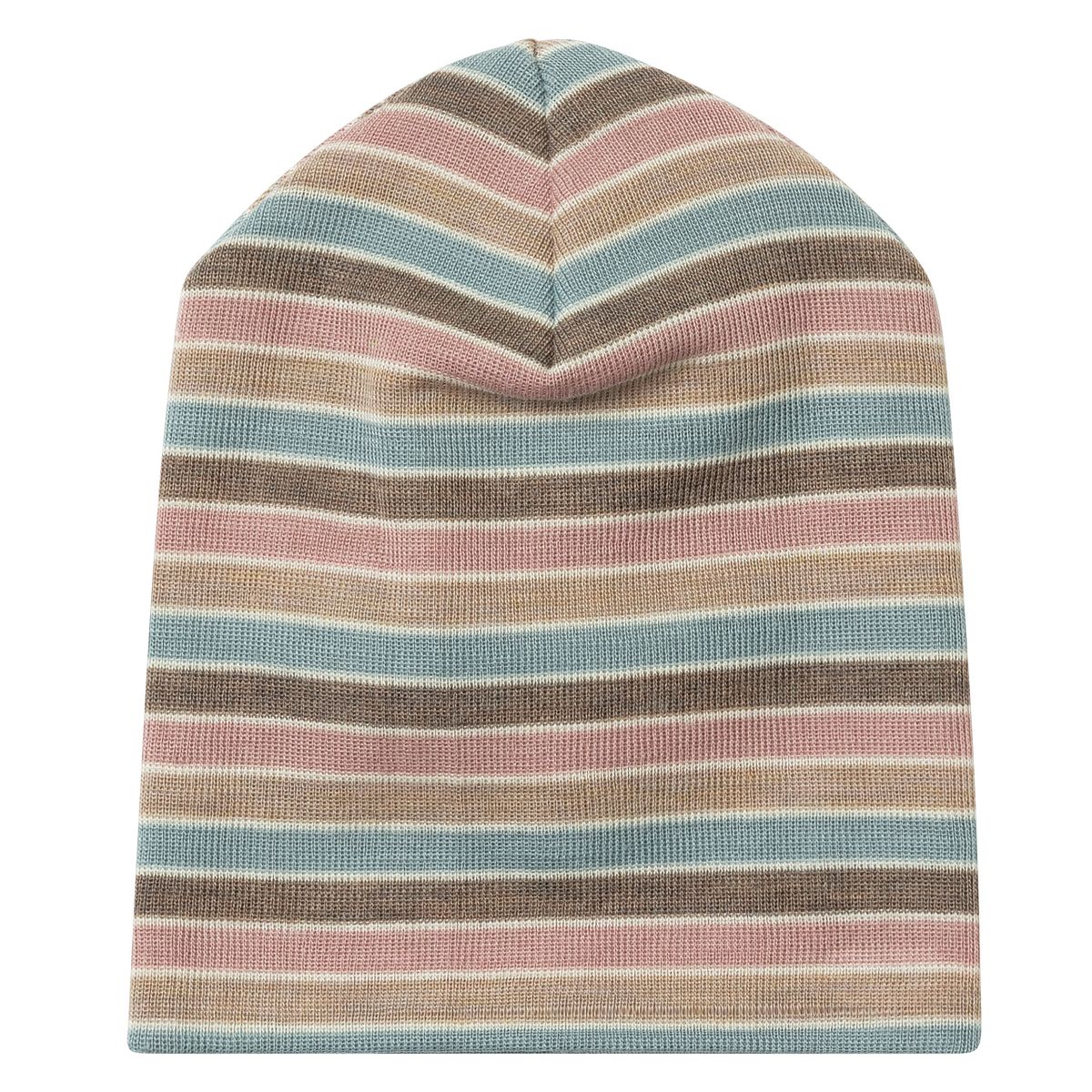Wolle Seide Mütze Beanie geringelt Pastell 74/80