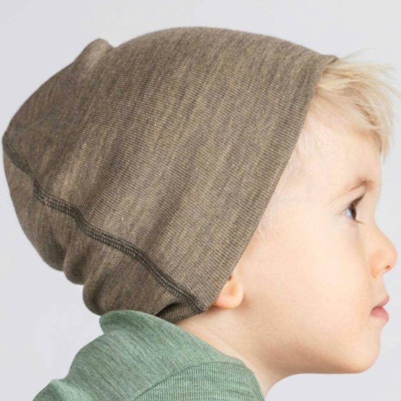 Wolle Seide Mütze walnuss 92/98