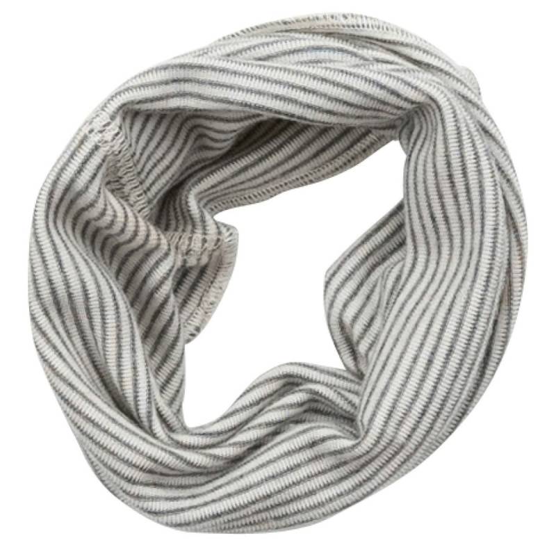 Wolle Seide Schlauchschal grau-natur 104/110