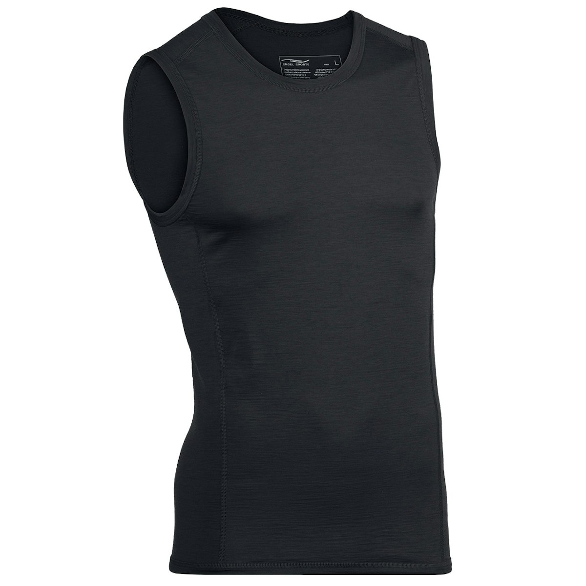 Wolle Seide Tank Top Herren schwarz Slim Fit L
