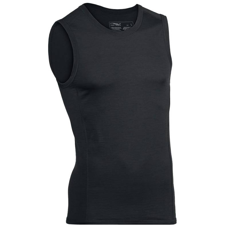 Wolle Seide Tank Top Herren schwarz Slim Fit M