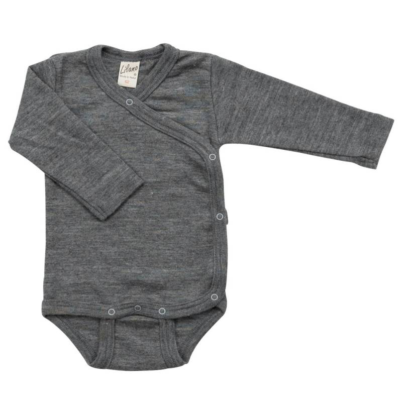 Wolle Seide Wickelbody langarm hellgrau 56