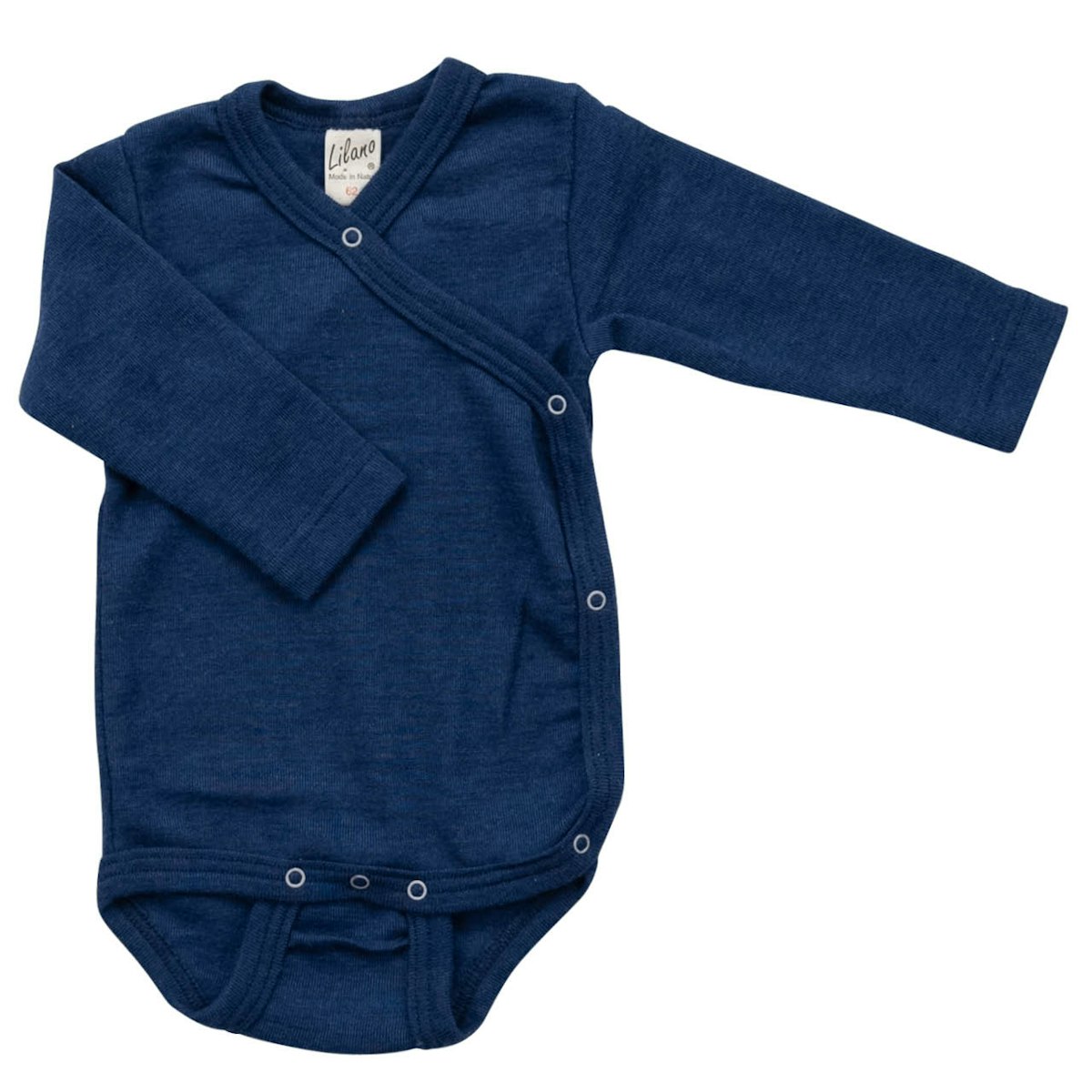 Wolle Seide Wickelbody langarm marine 50