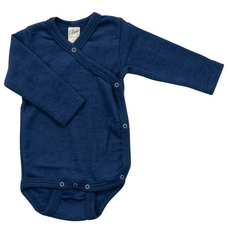 Wolle Seide Wickelbody langarm marine 50