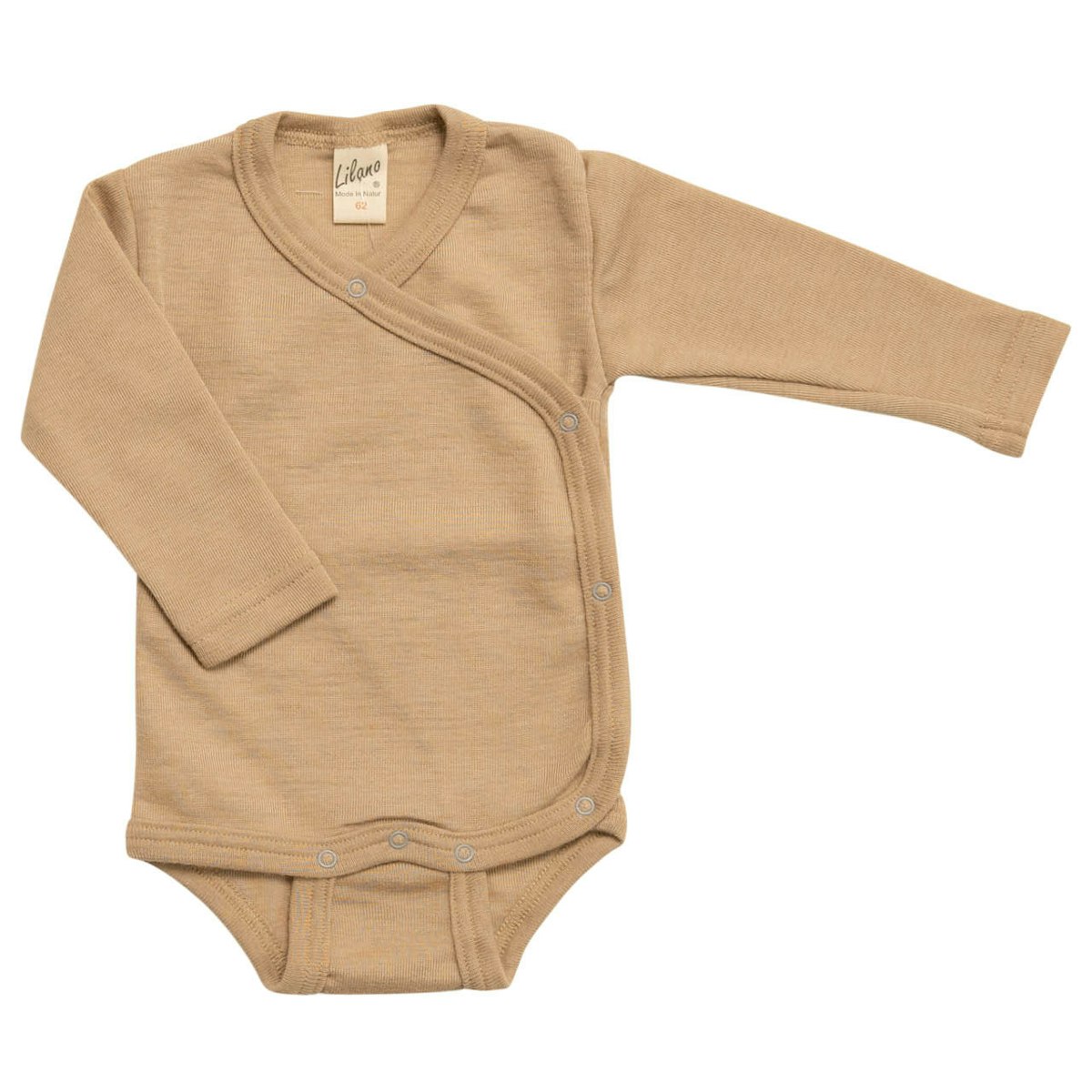Wolle Seide Wickelbody langarm sand 56