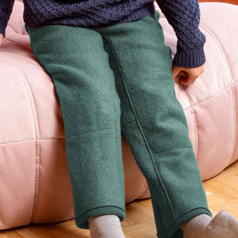Wollwalkhose mit hohem Bund Eukalyptus 122/128 Wollwalkhose mit hohem Bund Eukalyptus 122/128