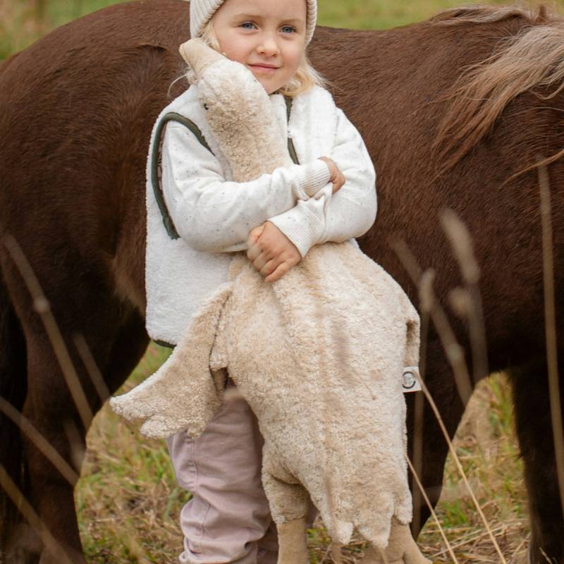 XL Kuscheltier & Wärmekissen Gans Dinkelspreu 80 cm leinen