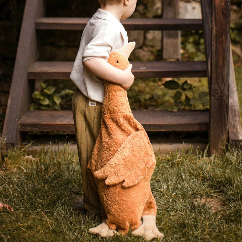 XL Kuscheltier & Wärmekissen Gans Dinkelspreu 80 cm rost