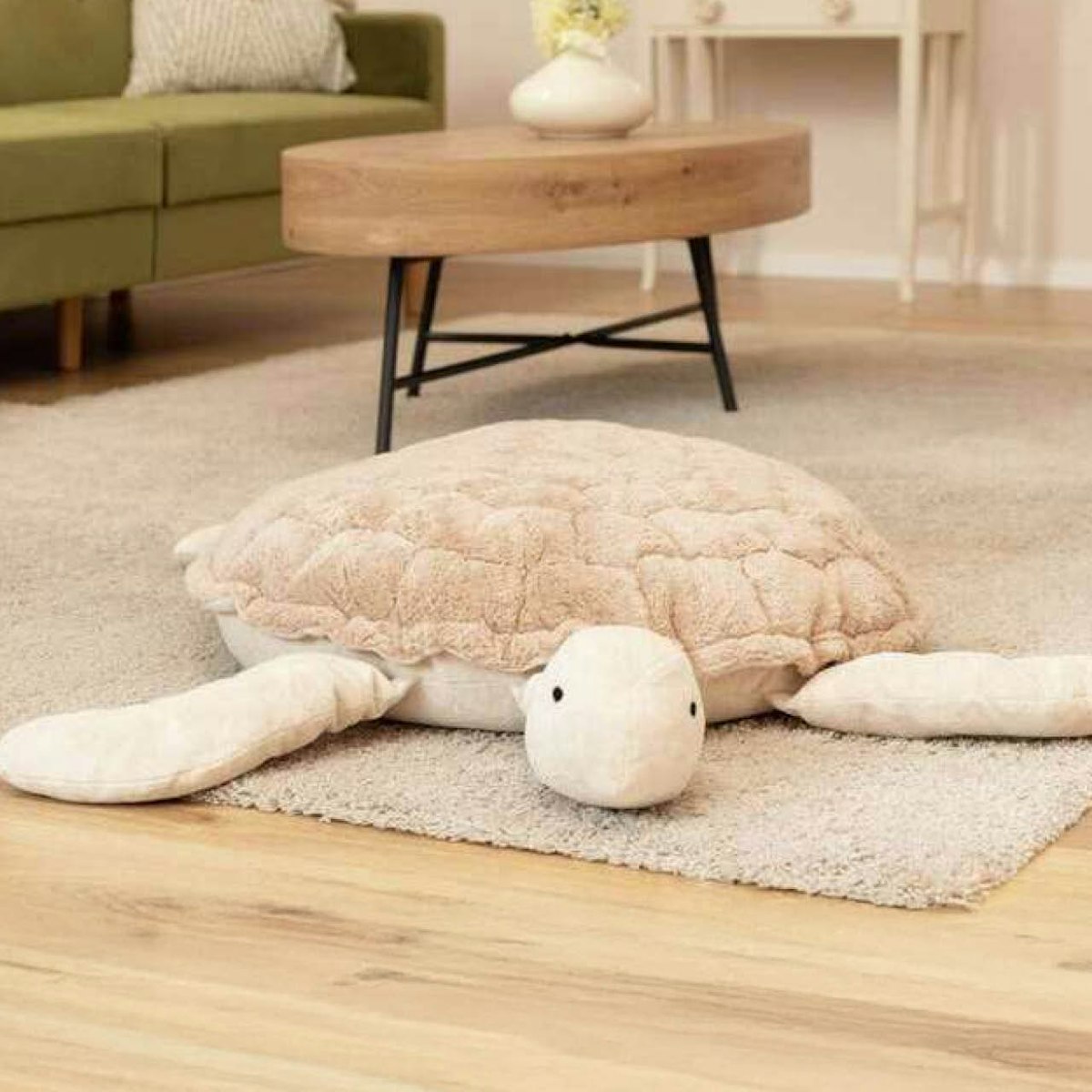 XXL Kuscheltier Schildkröte 107 x 91 cm beige