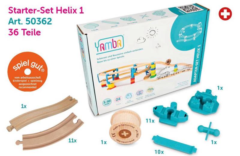 Yamba - Yamba Holzschienen Adapter-Starter-Set Helix 1 mit Schienen - 36-teilig