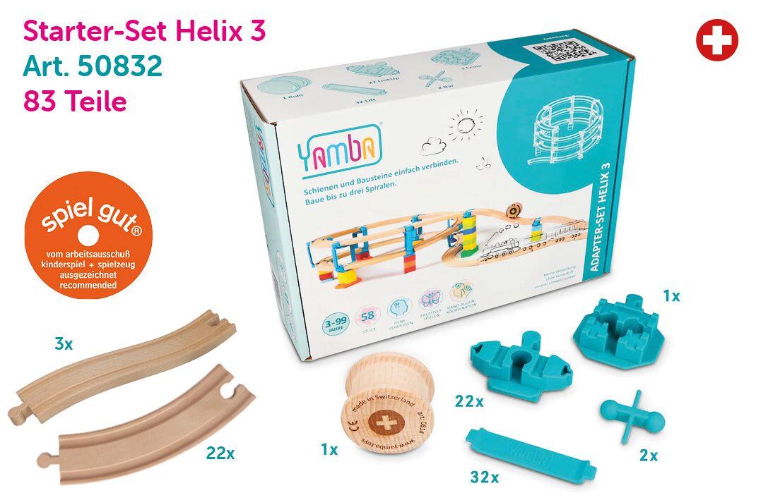 Yamba - Yamba Holzschienen Adapter-Starter-Set Helix 3 mit Schienen - 83-teilig