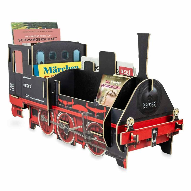 Zeitschriftenständer und Bücherbox aus Holz – Lokomotive Zeitschriftenständer und Bücherbox aus Holz – Lokomotive