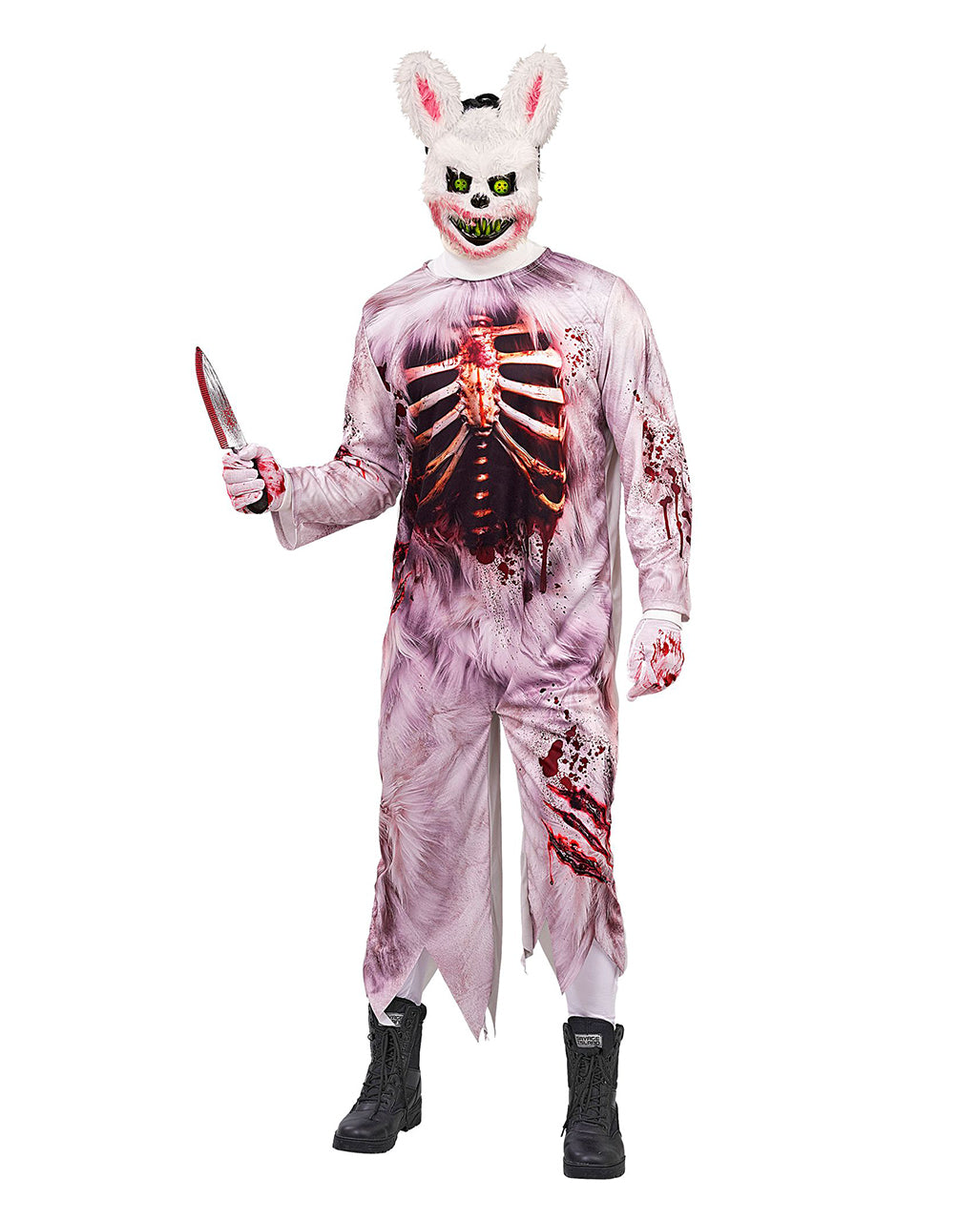 Zombie Bunny Herren Kostüm-Overall mit Maske