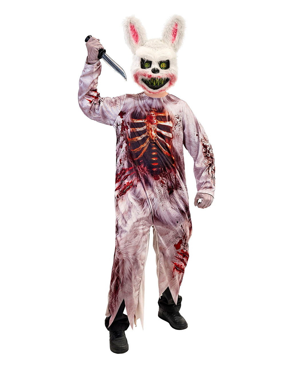 Zombie Bunny Kinder Kostüm-Overall mit Maske