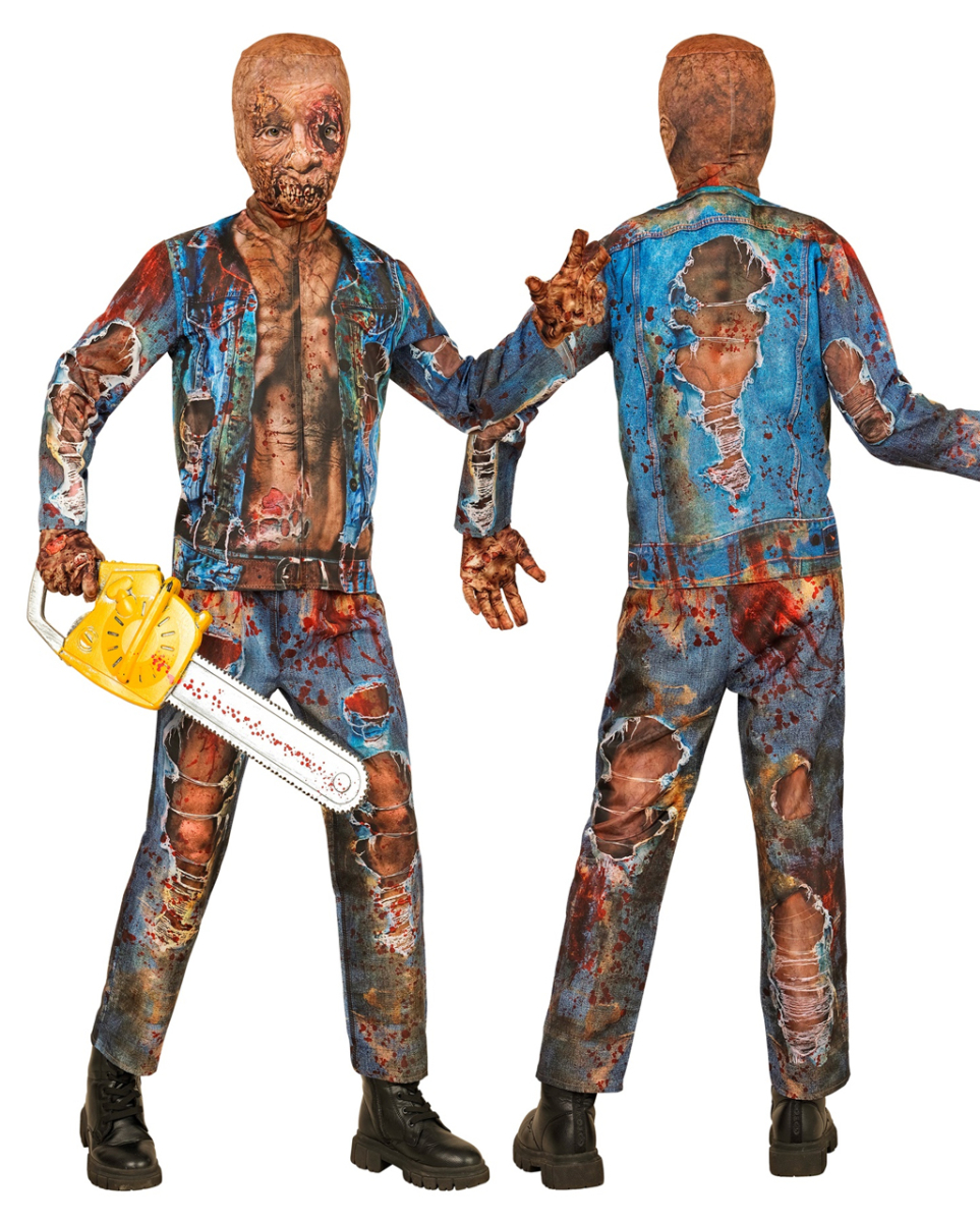 Zombie Schnellkostüm für Kinder mit Maske & Handschuhe
