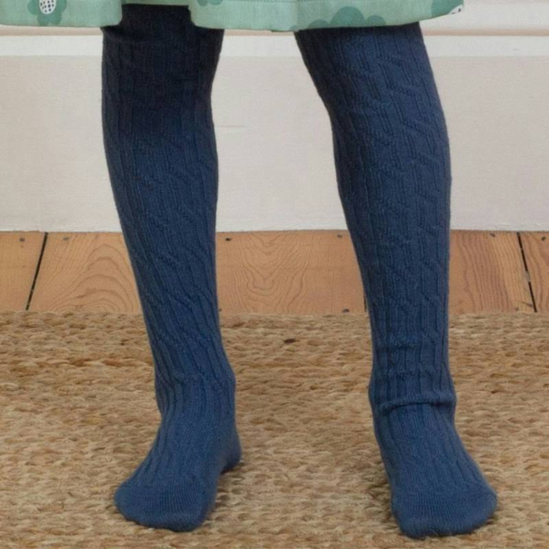 Zopfmuster Strumpfhose navy 92/104