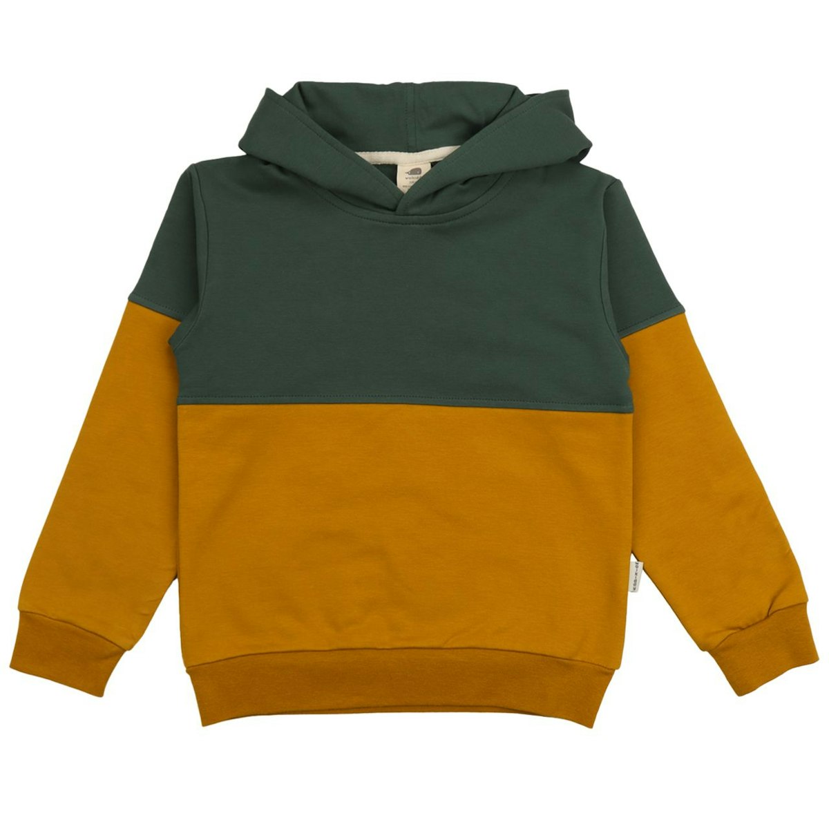 Zweifarbiger Hoodie Sweat grün senfgelb 146