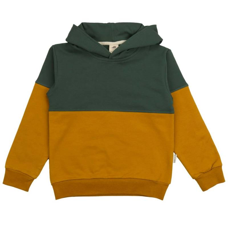 Zweifarbiger Hoodie Sweat grün senfgelb 146