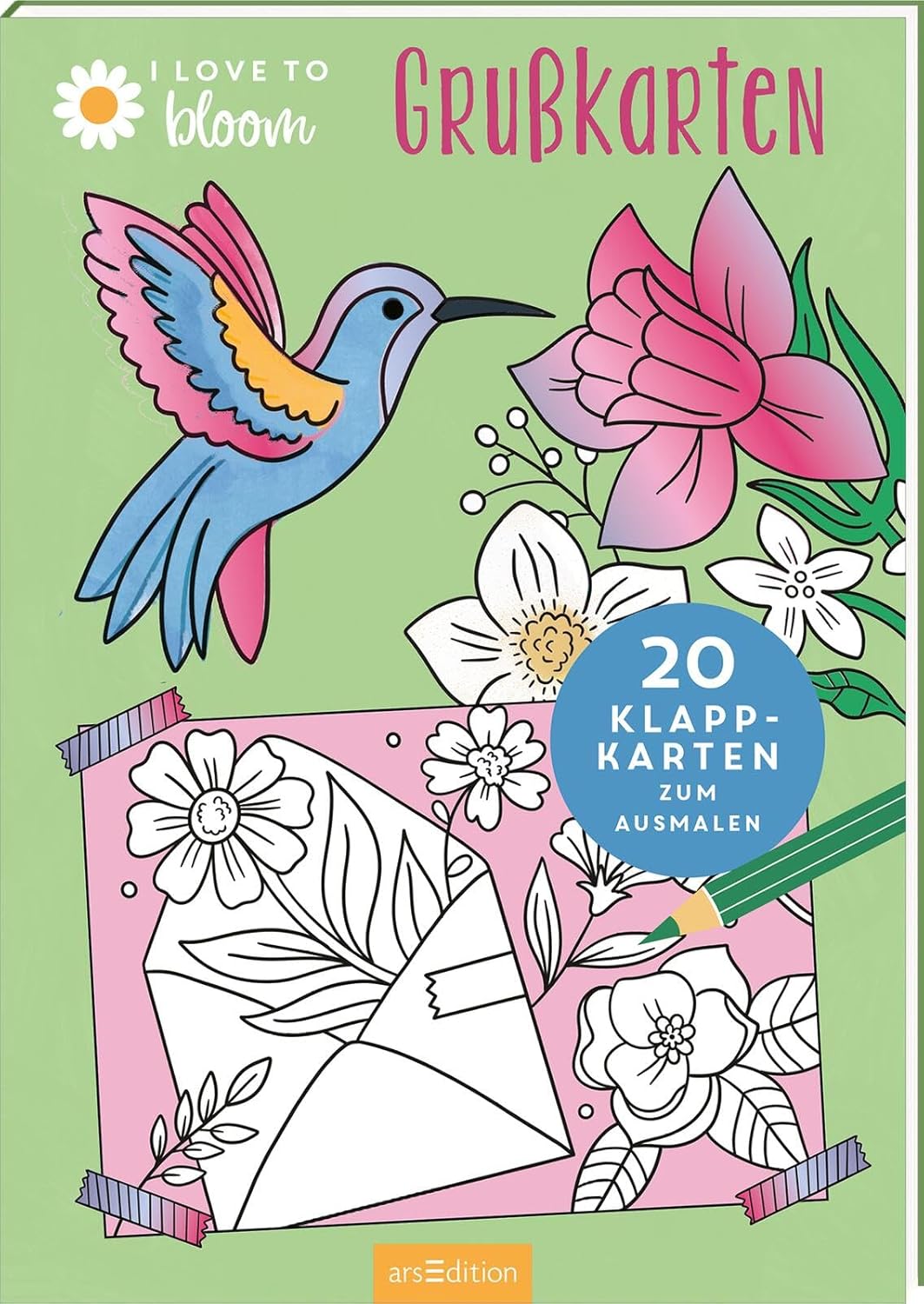 arsEdition - I love to Bloom, 20 Klappkarten zum Ausmalen