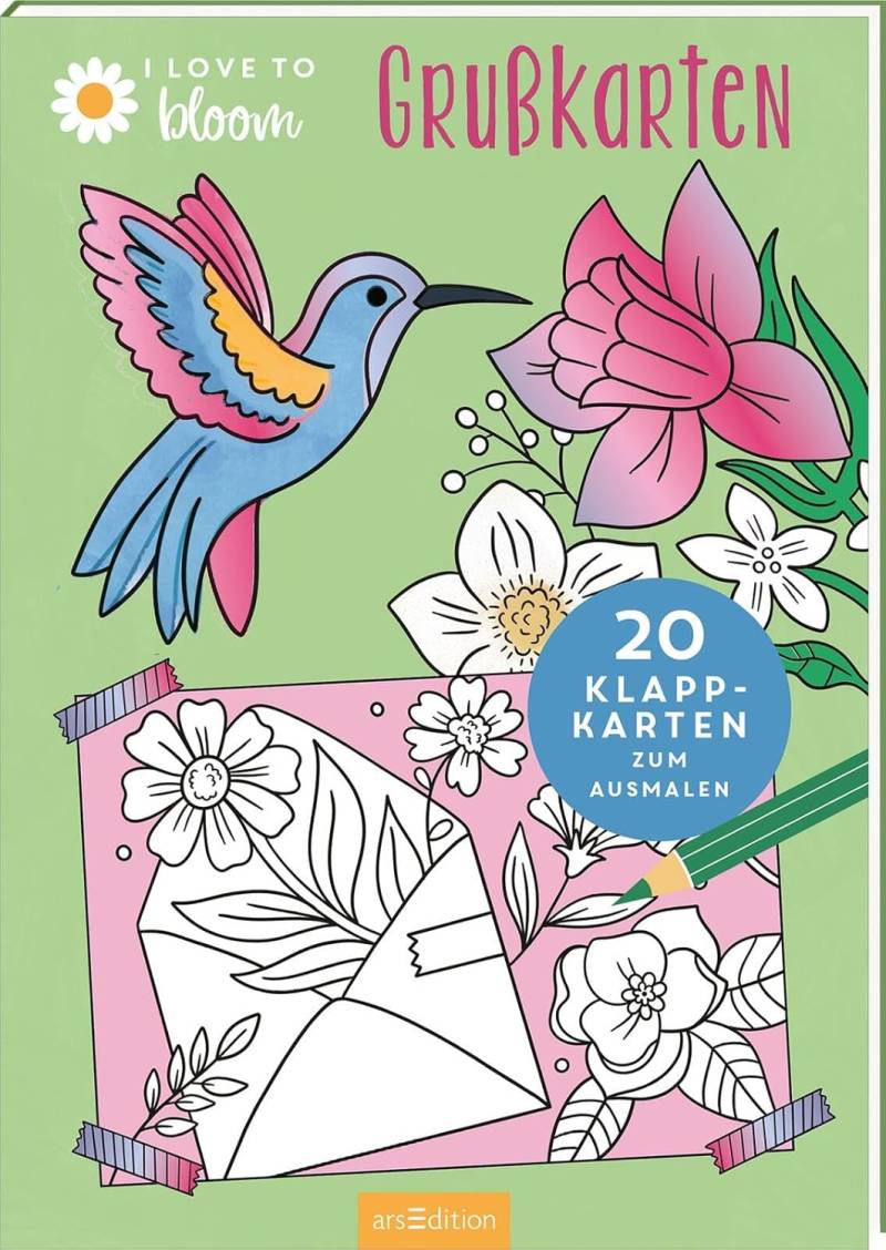 arsEdition - I love to Bloom, 20 Klappkarten zum Ausmalen