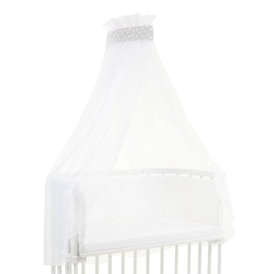 babybay® Himmel Piqué mit Band passend für alle Modelle perlgrau Punkte weiß von babybay