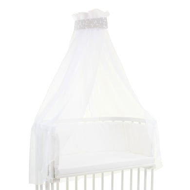 babybay® Himmel Piqué mit Band passend für alle Modelle perlgrau Sterne weiß von babybay