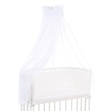 babybay® Himmel Piqué mit Band passend für alle Modelle weiß Sternemix sand/azurblau von babybay