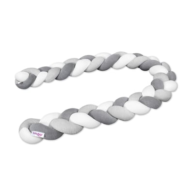 babybay® Nestchenschlange geflochten für alle Modelle ivory/hellgrau meliert/dunkelgrau meliert von babybay