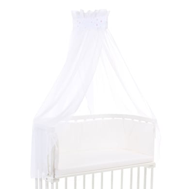 babybay®Himmel Piqué mit Band passend für alle Modelle weiß Sternemix sand/beere von babybay