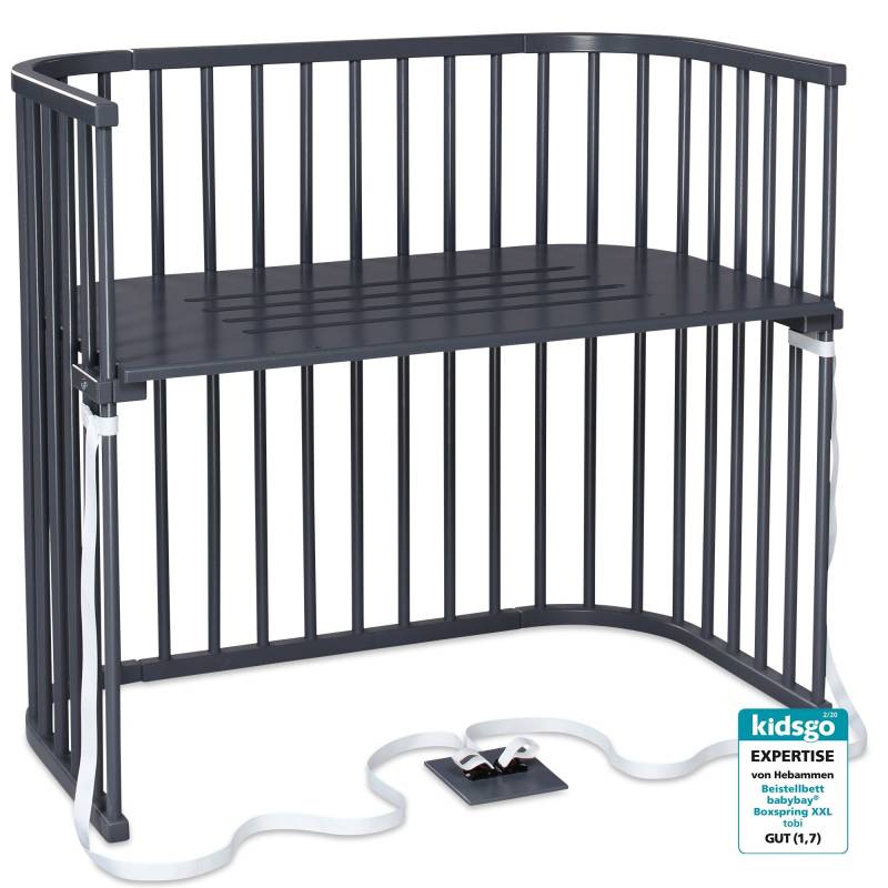 babybay - Beistellbett Boxspring XXL SCHIEFERGRAU-LACKIERT