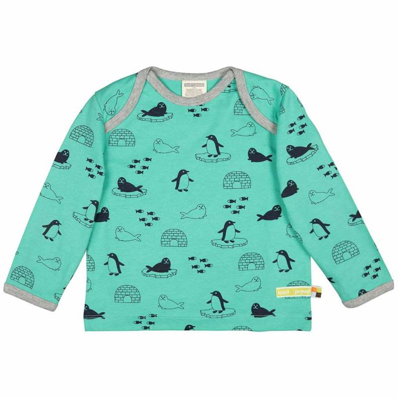 dickes Langarmshirt grün Pinguine + Robben 62/68