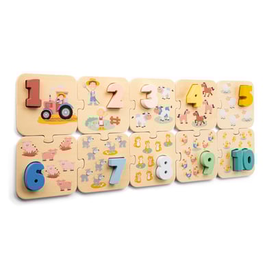 New Classic Toys Zahlen Puzzle Set Bauernhof, pastell von New Classic Toys