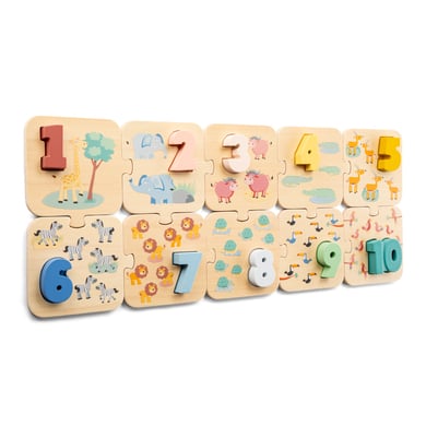 New Classic Toys Zahlen Puzzle Set Safari, pastell von New Classic Toys