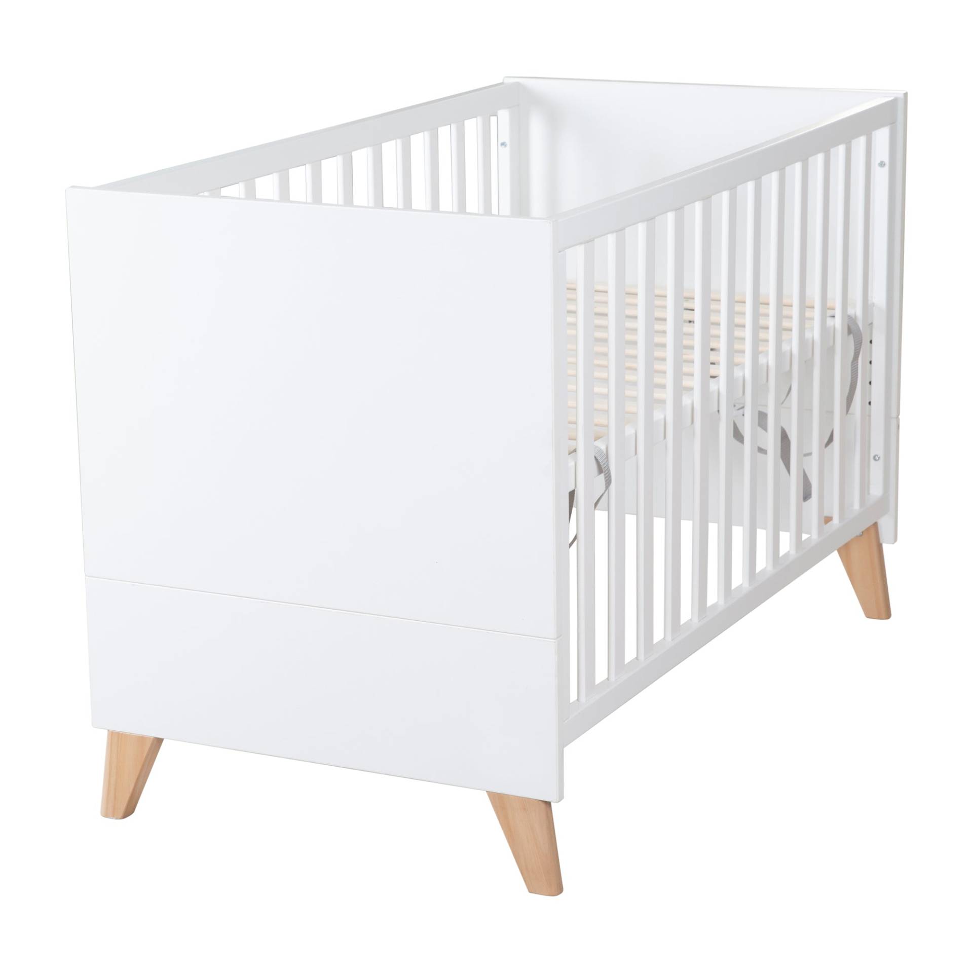 roba 2 in 1 Baby- & Beistellbett 'Leon' 60 x 120 cm - Höhenverstellbar - Weiß / Othello Eiche