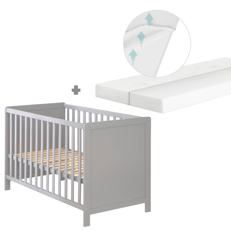 roba Baby- & Beistellbett 2in1 'Hamburg' 60x120 cm, taupe, verstellbar, inkl. 5 Schlupfsprossen roba Baby- & Beistellbett 2in1 'Hamburg' 60x120 cm, taupe, verstellbar, inkl. 5 Schlupfsprossen
