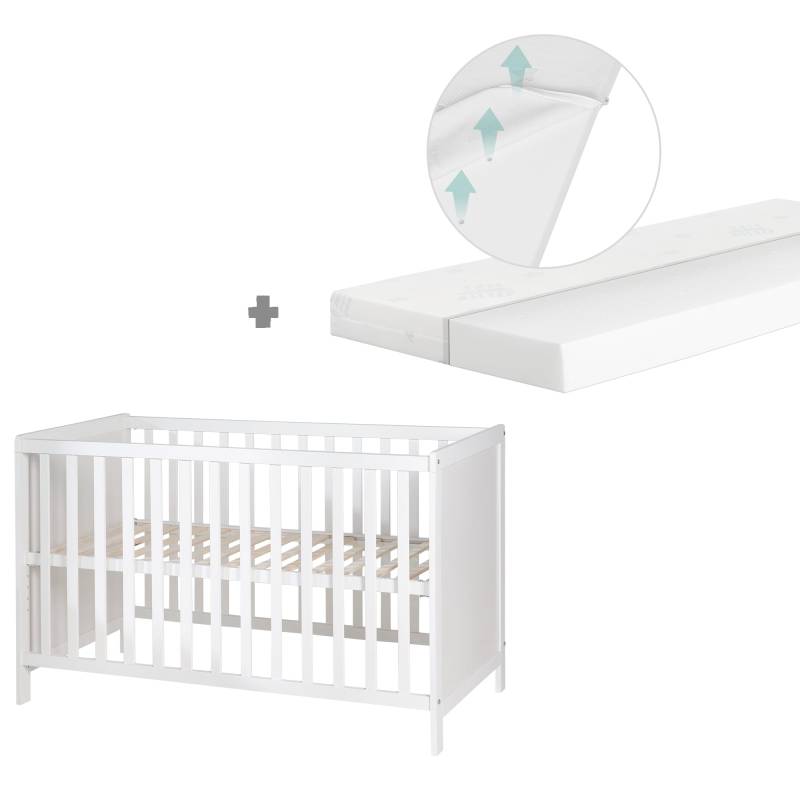 roba Baby- & Beistellbett 2in1 'Hamburg' 60x120 cm, weiß, verstellbar, inkl. 5 Schlupfsprossen roba Baby- & Beistellbett 2in1 'Hamburg' 60x120 cm, weiß, verstellbar, inkl. 5 Schlupfsprossen