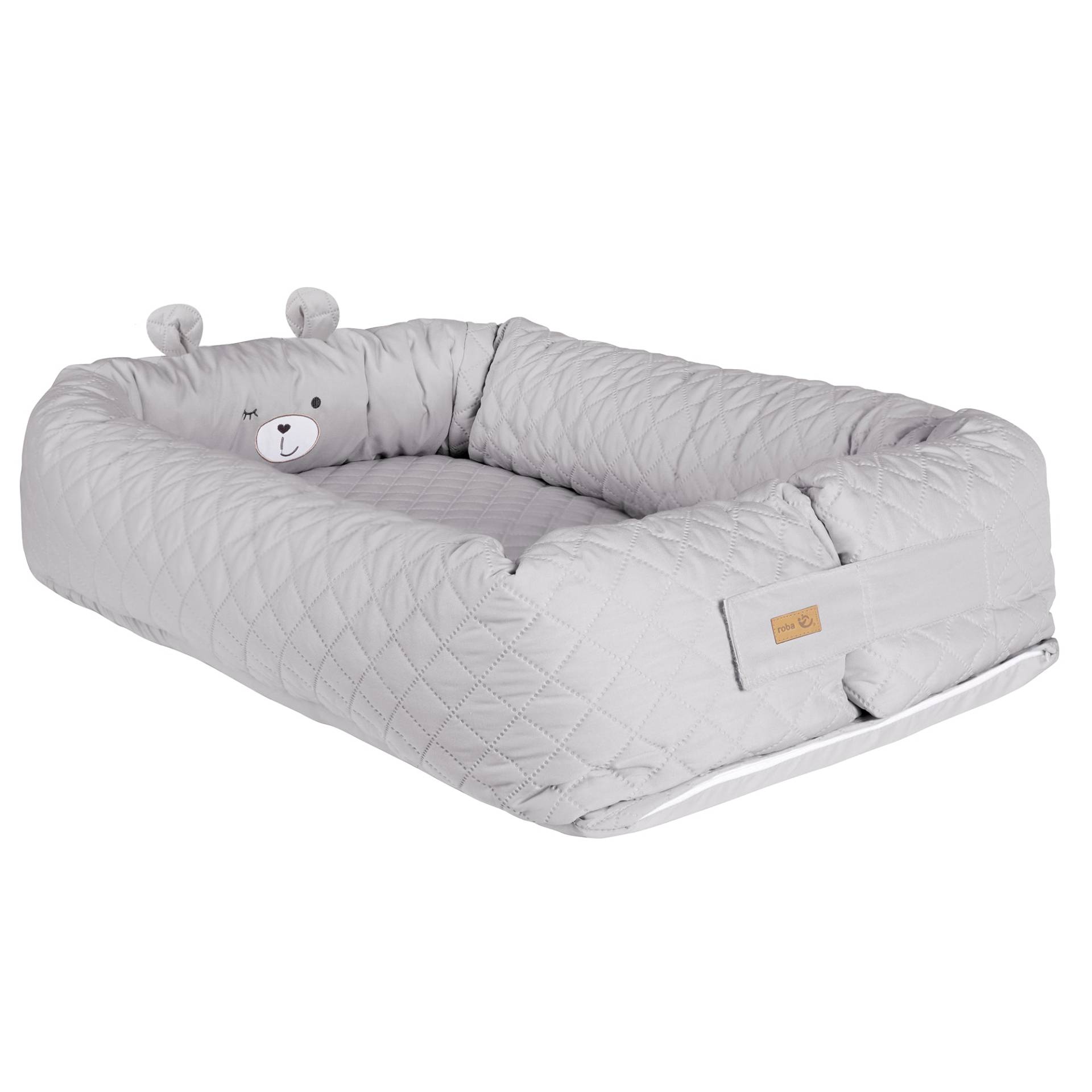 roba Babylounge 'roba Style', Kuschelnest mit Bärengesicht 'Sammy', grau, Reisebett, Wickelauflage