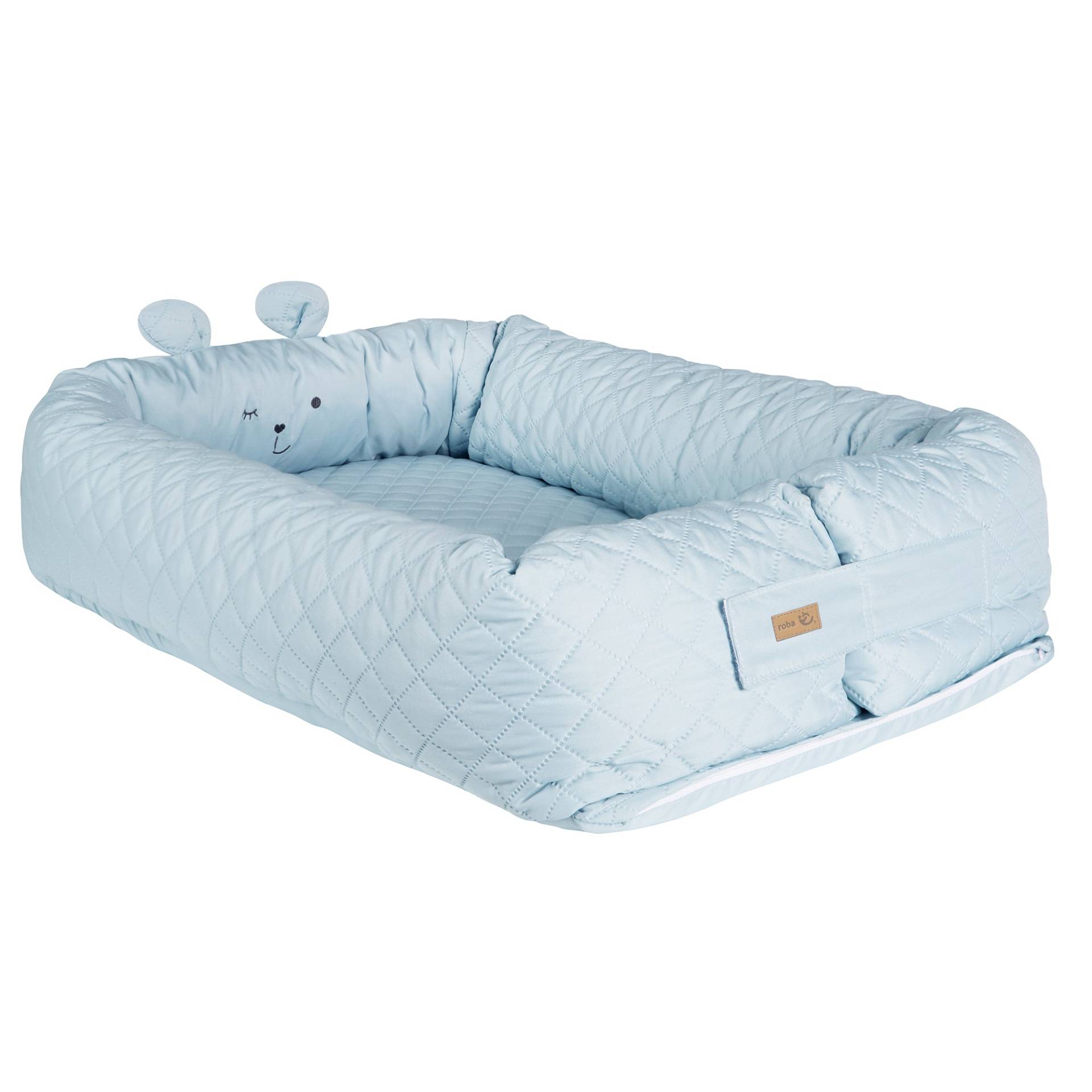 roba Babylounge 'roba Style', Nest mit Bärengesicht 'Benny', hellblau, Reisebett, Wickelauflage