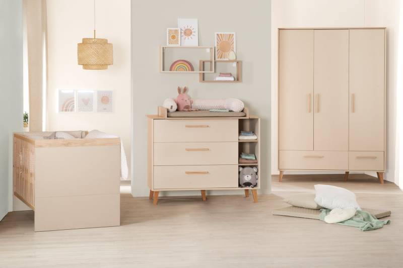 roba Babyzimmer 'Jil' 3-teilig - Gitterbett + Babykommode + Schrank - Cashmere / Chestnut