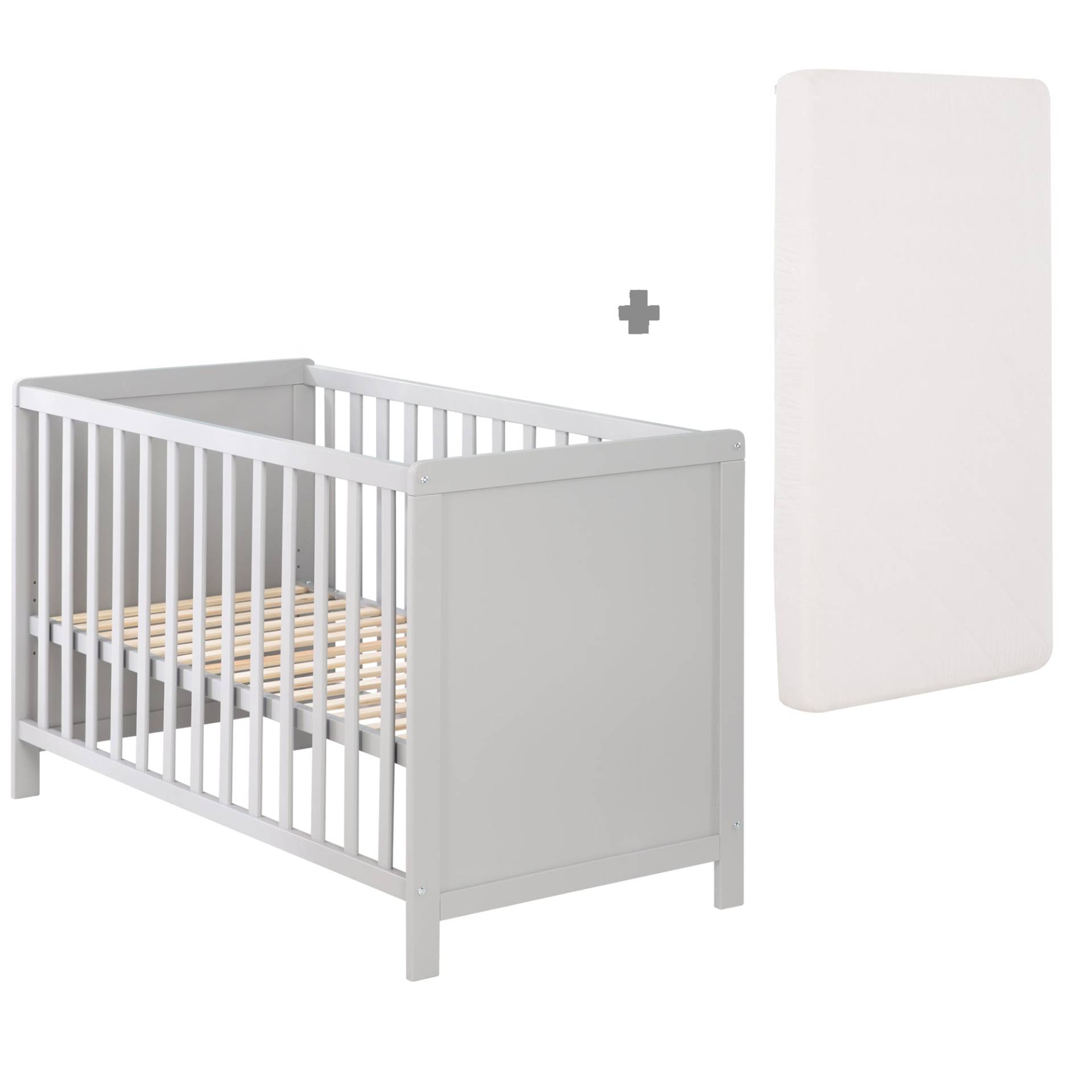 roba Beistellbett, 60 x 120 cm, taupe, verstellbar, 5 Schlupfsprossen, inkl. Lattenrost & Matratze