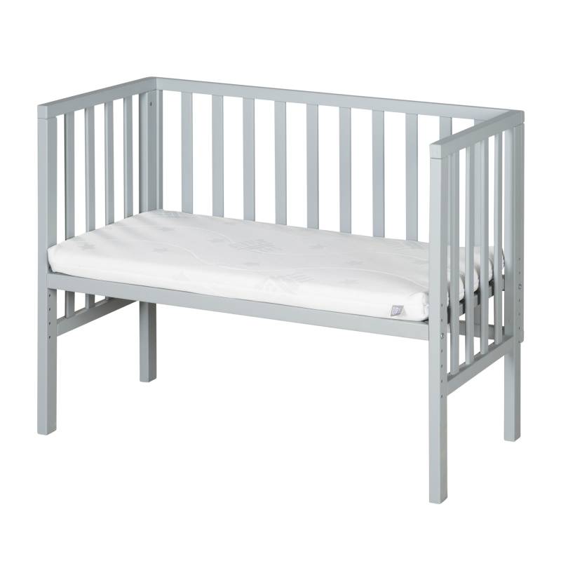 roba Beistellbett 2in1 'safe asleep®' mit Barriere & Matratze - für alle Elternbetthöhen - Holz taupe