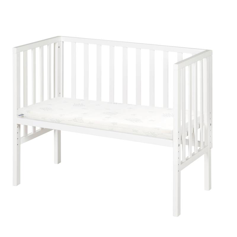 roba Beistellbett 2in1 'safe asleep®' mit Barriere & Matratze - für alle Elternbetthöhen - Holz weiß