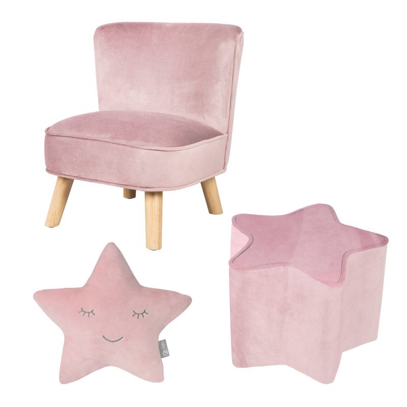 roba Bundle 'Lil Sofa' enthält Kindersessel, Kinderhocker in Sternform, Dekokissen Stern rosa/mauve