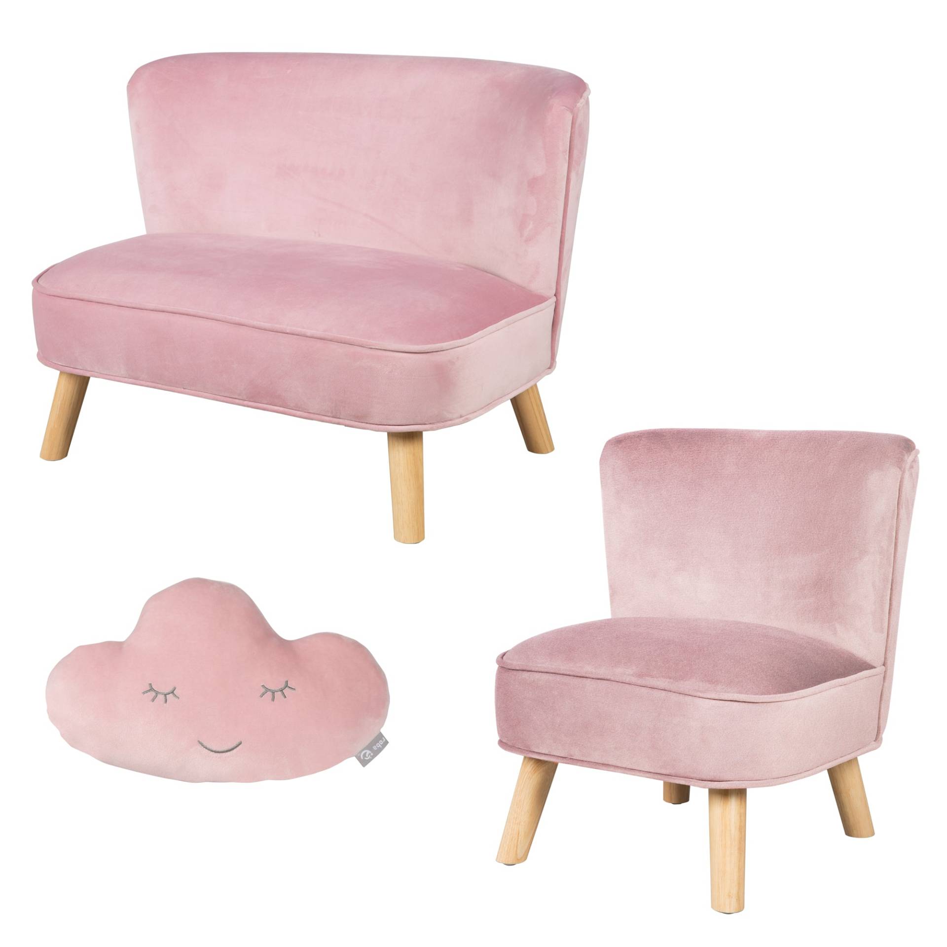 roba Bundle 'Lil Sofa' enthält Kindersofa, Kindersessel, Dekokissen Wolke in rosa/mauve