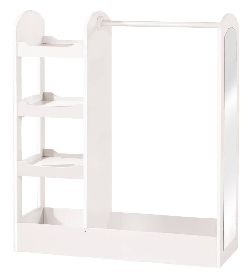 roba Garderobe mit Kleiderständer, Regal, Kleiderstange & großem Spiegel, aus Holz weiß lackiert
