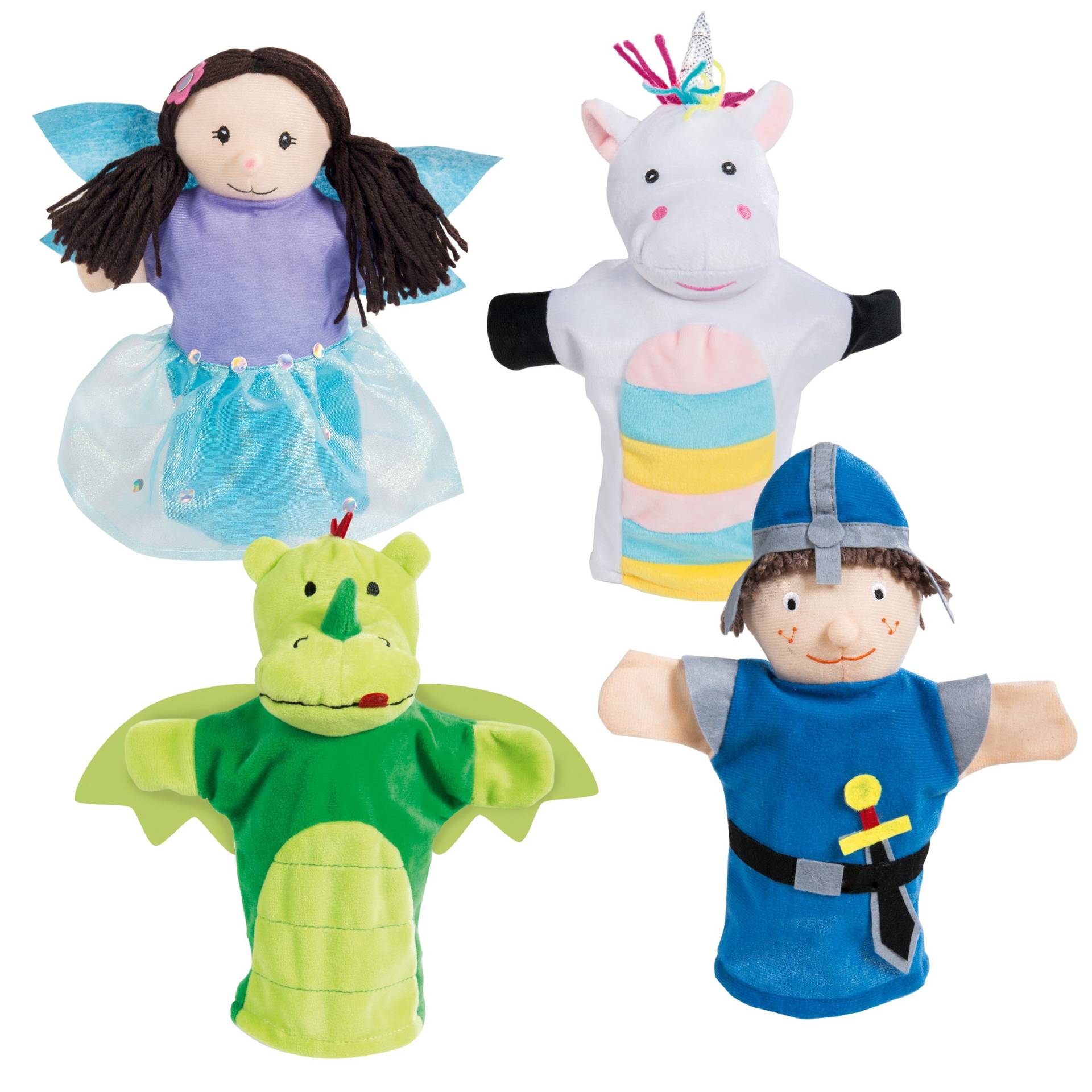 roba Handpuppenset aus Plüsch & Filz, Kasperlefiguren 4-tlg, Hand-/Kasperpuppen für Kasperletheater