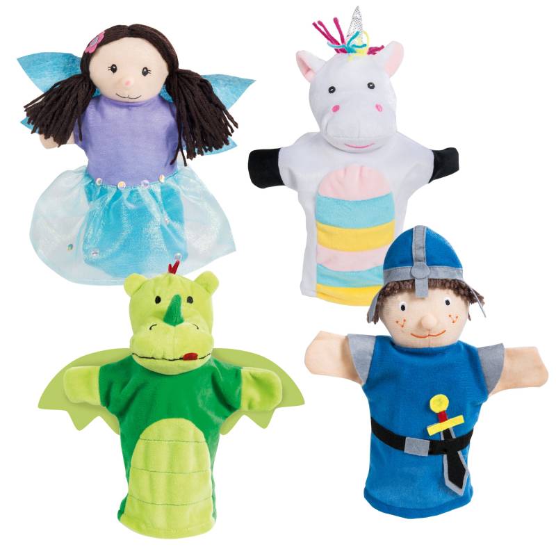 roba Handpuppenset aus Plüsch & Filz, Kasperlefiguren 4-tlg, Hand-/Kasperpuppen für Kasperletheater